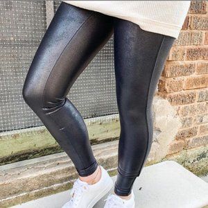 NWT SPANX Faux Leather Legging Black Size L 10-12